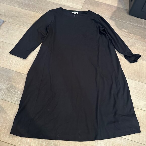 LOFT WOMENS MEDIUM SHIRT DRESS 3/4 SLEEVE BLACK NEW MEDIUM - Picture 1 of 7